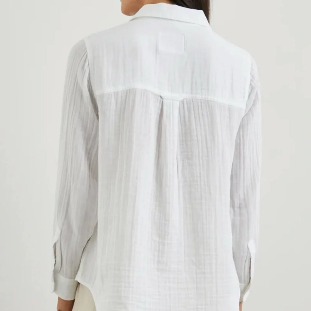 Rails Ellis Shirt XS White Gauze 100% Organic Cotton - Picture 4 of 11